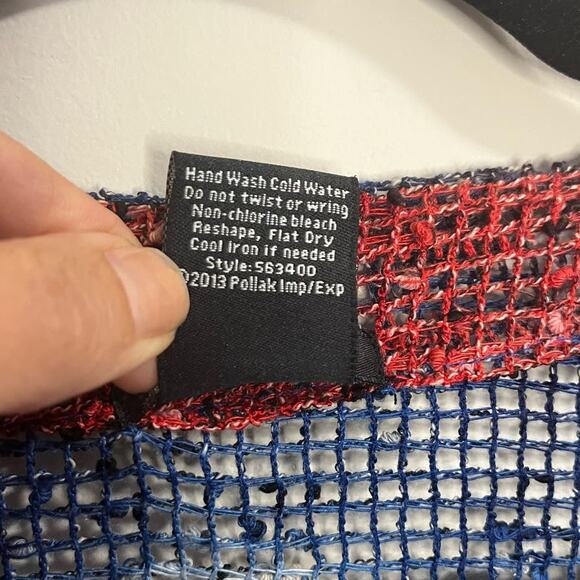 Katie Todd Women's Knit Cardigan Red White Blue Button Front Artsy Lagenlook M - Picture 6 of 6